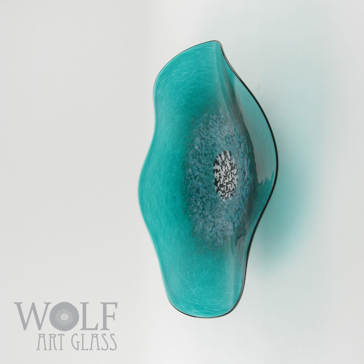 Teal Blue Green Glass Wall Art Flower Wolf Art Glass