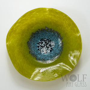 Olive Green, Denim Blue and White Blown Glass Wall Art Poppy Flower Wall Decor Collection Installation