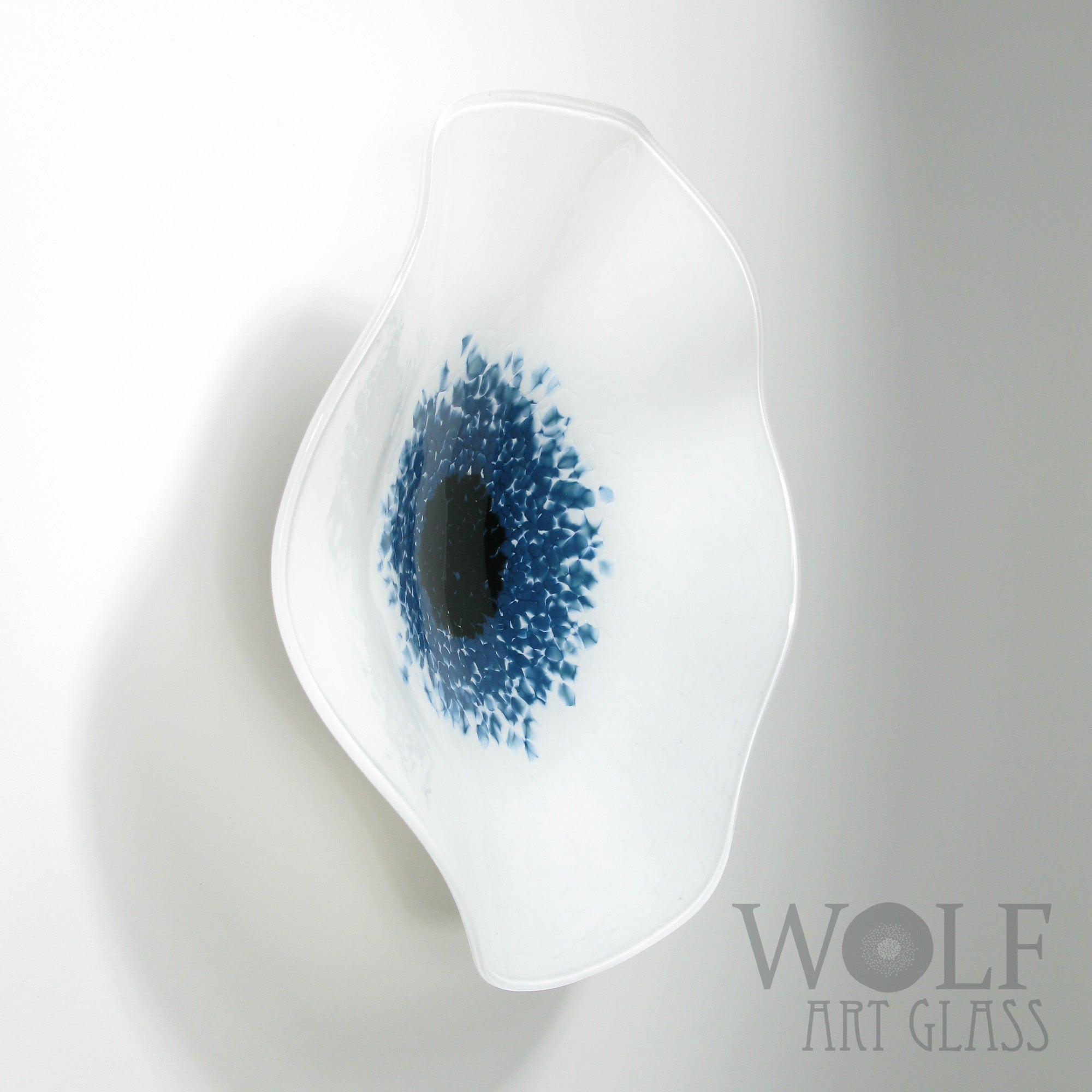 Olive Green, Denim Blue and White Blown Glass Wall Art Poppy Flower Wall Decor Collection Installation