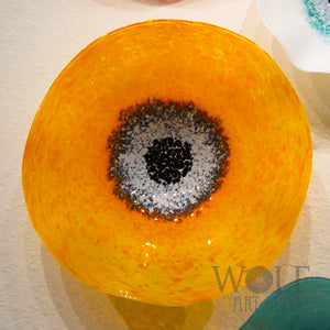 Sunset Beach Blown Glass Wall Art Flower Collection - 5 Piece Blown Glass Flower Installation
