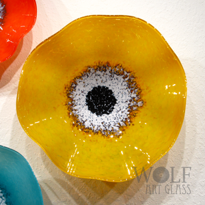 Sunset Beach Blown Glass Wall Art Flower Collection - 3 Piece Blown Glass Flower Installation