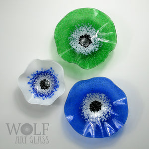 Blue and Green Blown Glass Wall Art Flower Wall Decor Collection Installation Sculpture