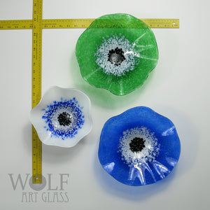 Blue and Green Blown Glass Wall Art Flower Wall Decor Collection Installation Sculpture