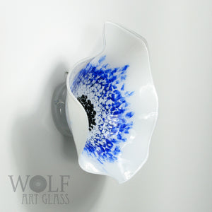 Blue and Green Blown Glass Wall Art Flower Wall Decor Collection Installation Sculpture