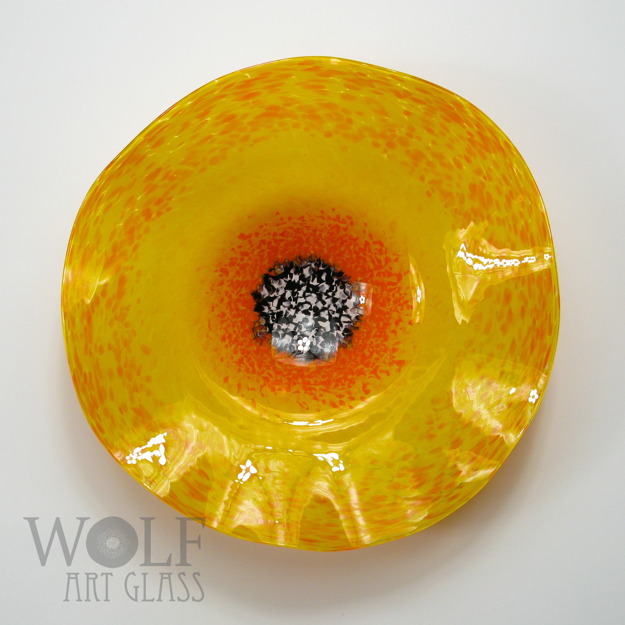 Turquoise Blue Saffron Yellow and Orange Blown Glass Wall Art Flower Collection Installation Sculpture