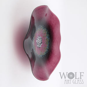 Aubergine Marsala Plum Glass Wall Art Flower