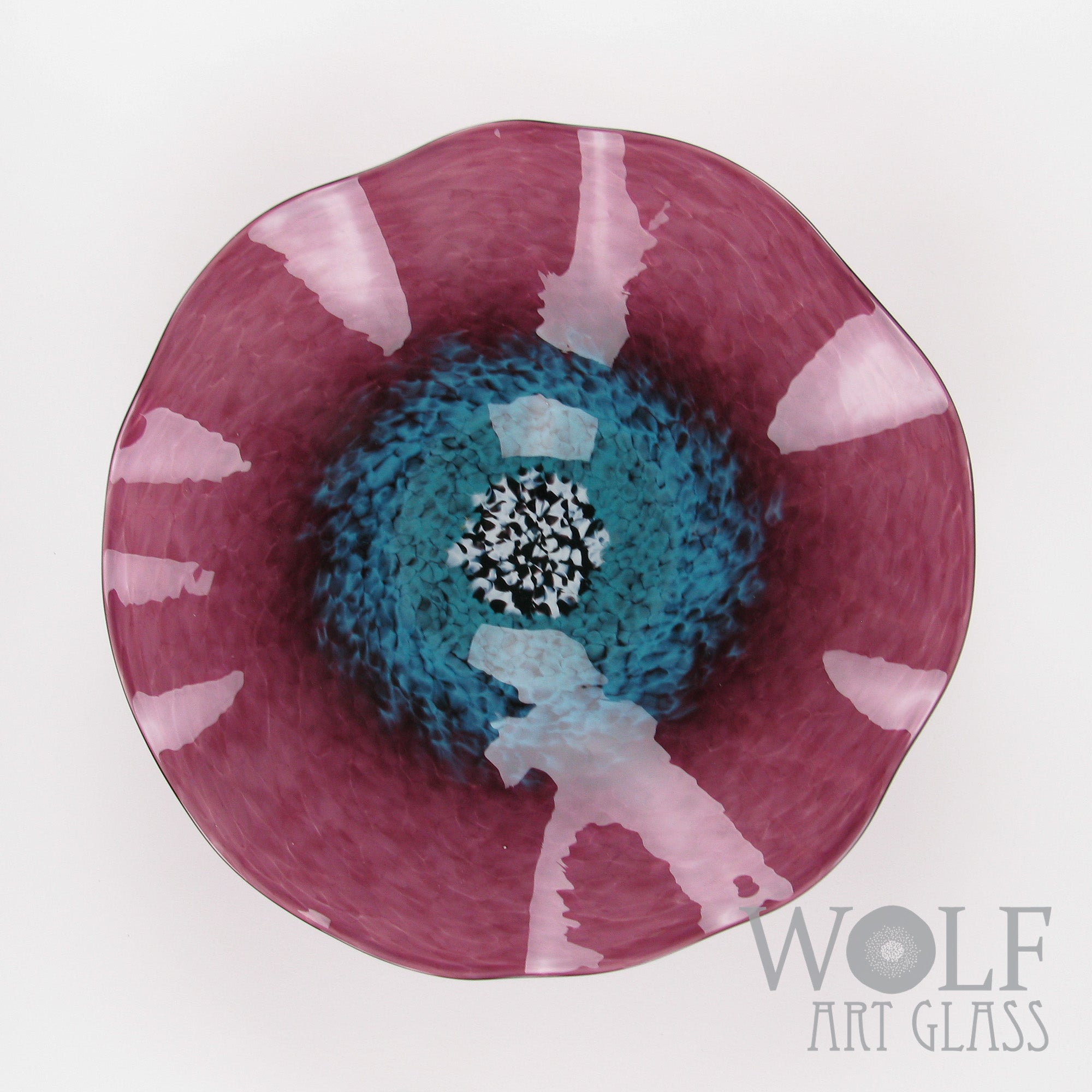 In Stock Bright Olive and Aubergine with Turquoise Glass Wall Art Flowers