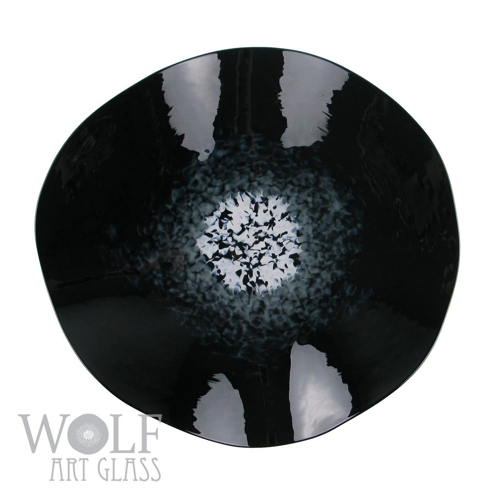 Black with Grey Glass Wall Art Flower