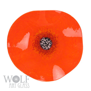 Bright Orange Glass Wall Art Flower