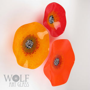 Bright Orange Glass Wall Art Flower