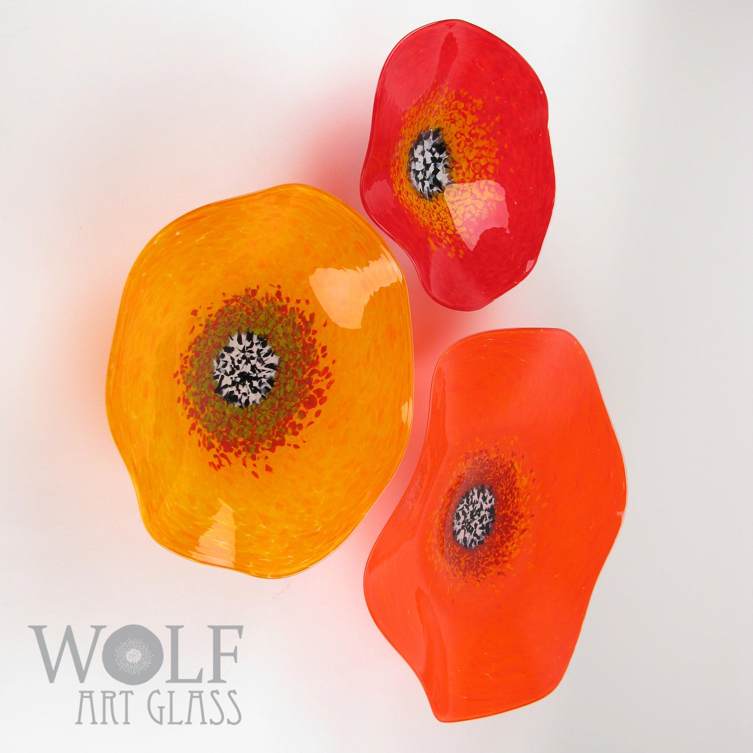 Bright Red Glass Wall Art Flower