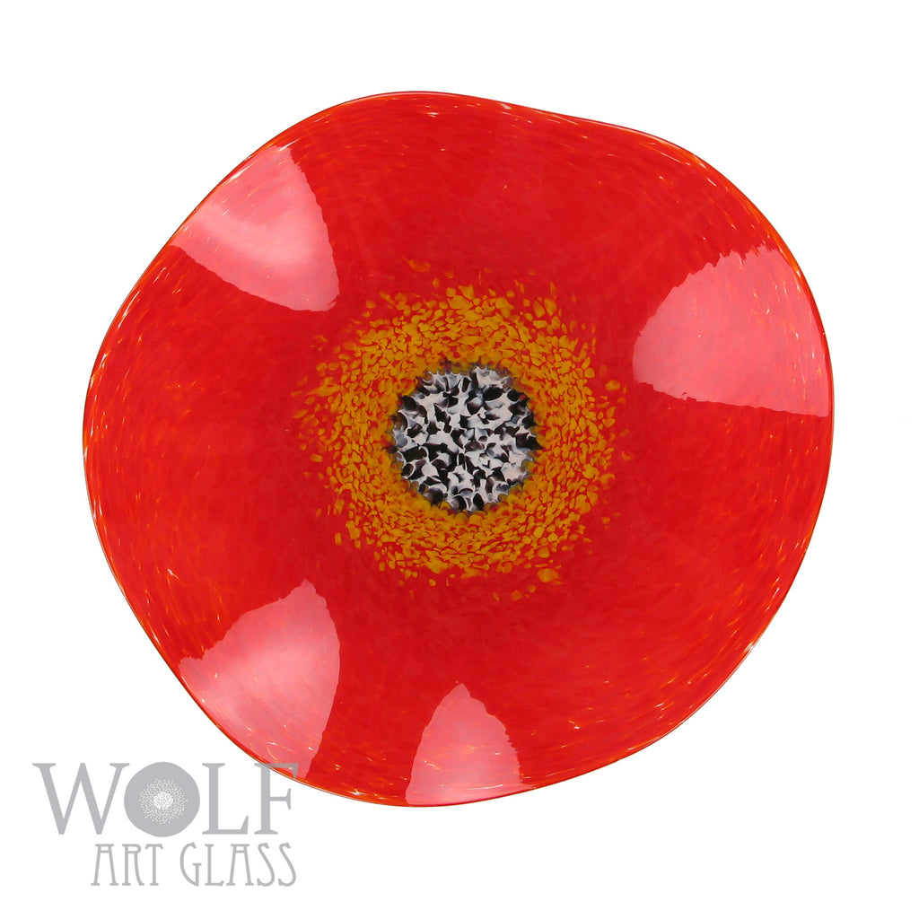 Bright Red Glass Wall Art Flower