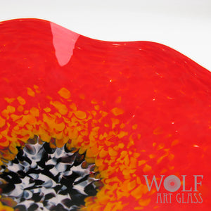 Bright Red Glass Wall Art Flower