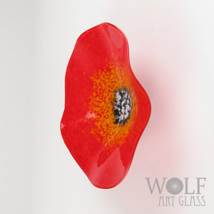 Bright Red Glass Wall Art Flower