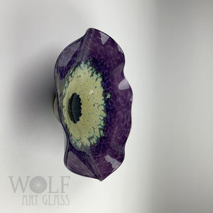 Deep Purple Blown Glass Wall Art Anemone Flower Collection - 3 Piece