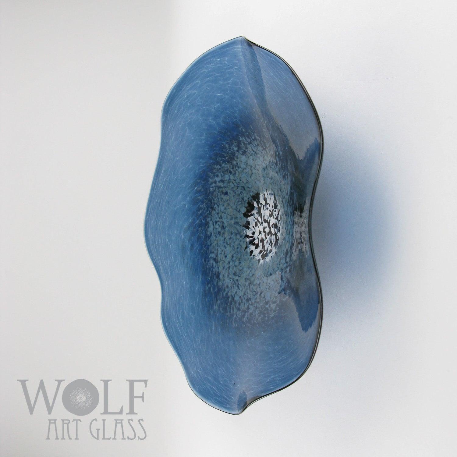 Denim Blue Glass Wall Art Flower