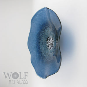 Denim Blue Glass Wall Art Flower