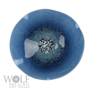 Denim Blue Glass Wall Art Flower