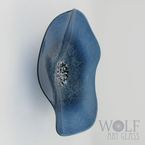 Denim Blue Glass Wall Art Flower