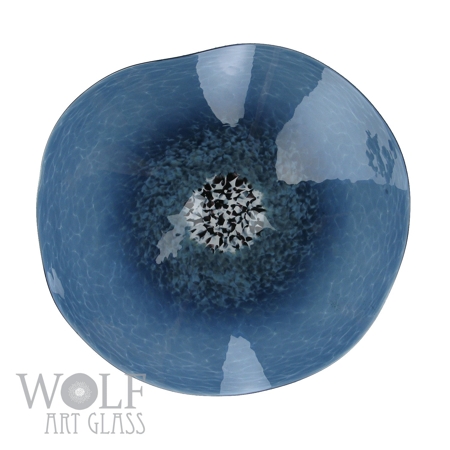 Denim Blue Glass Wall Art Flower