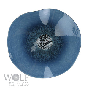 Denim Blue Glass Wall Art Flower