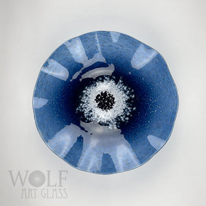 Blown Glass Wall Art Flower Collection - 5 Piece Denim, Periwinkle and Light Grey Ice Poppies