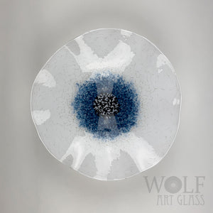 Denim Blue White and Lavender Blown Glass Wall Art Poppy Flower Collection - 5 Piece