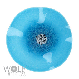 Ocean Blue Glass Wall Art Flower