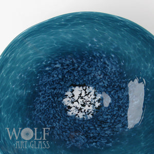 Opaque Denim Blue Glass Wall Art Flower