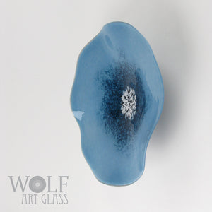 Periwinkle Blue with Denim Glass Wall Art Flower