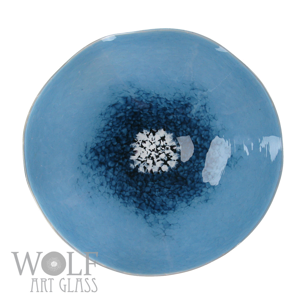 Periwinkle Blue with Denim Glass Wall Art Flower