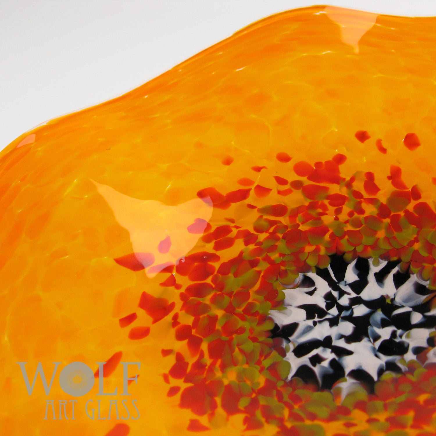 Saffron Orange Glass Wall Art Flower