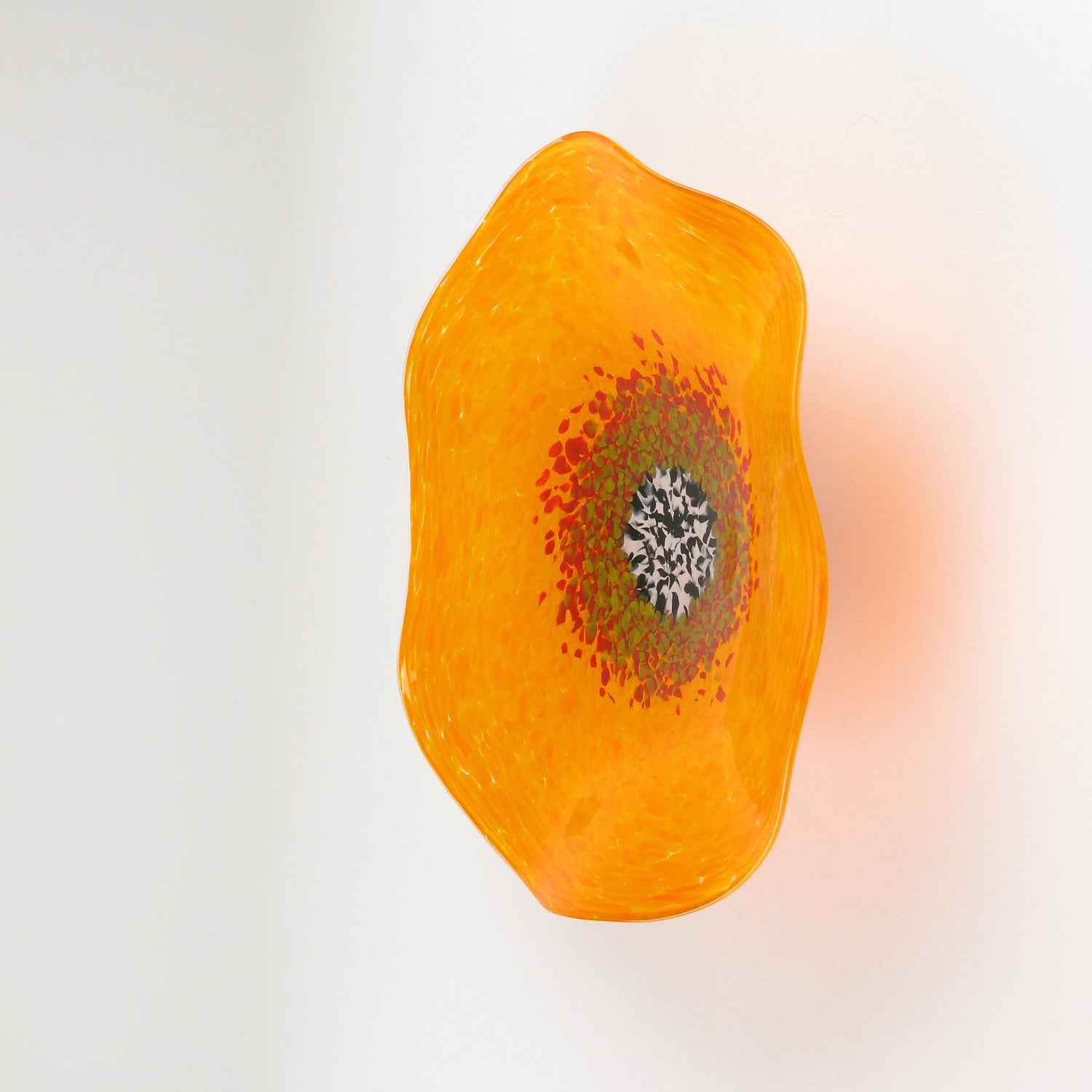 Saffron Orange Glass Wall Art Flower