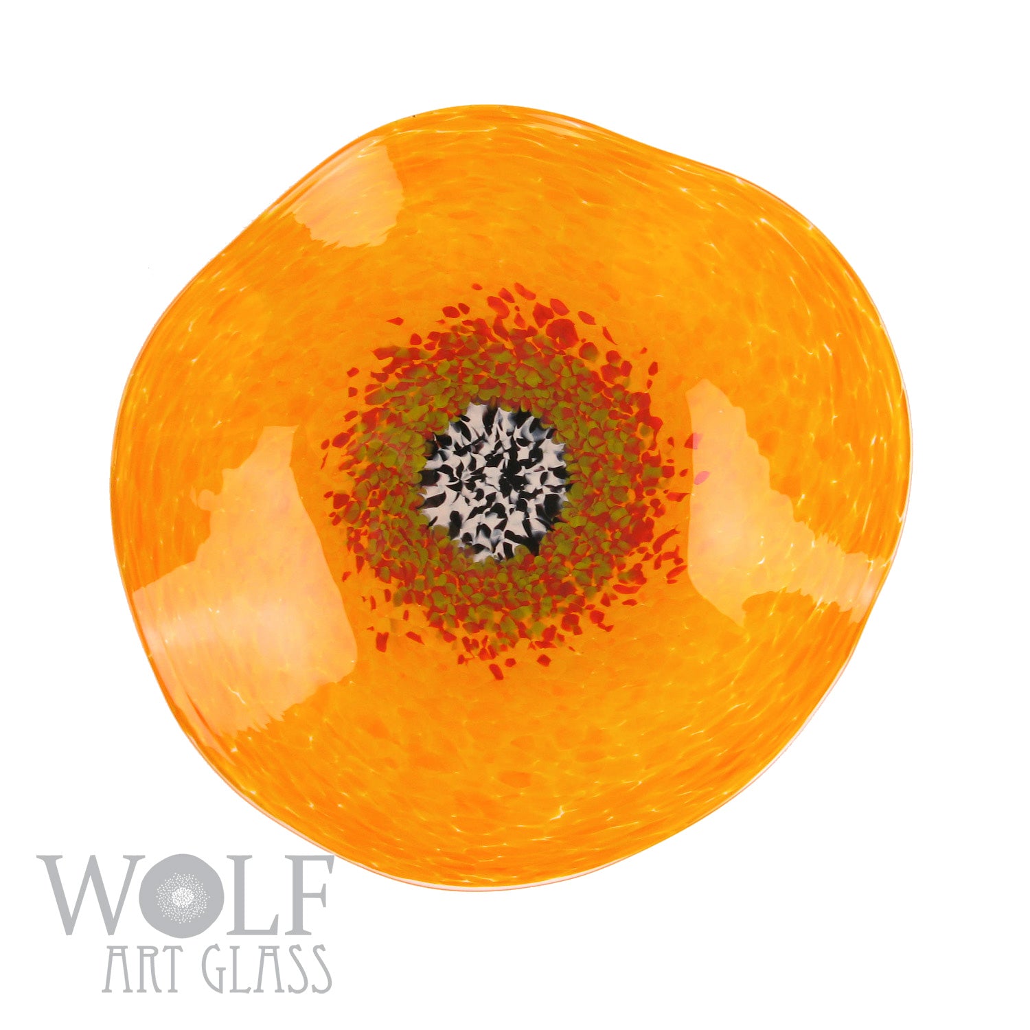 Saffron Orange Glass Wall Art Flower