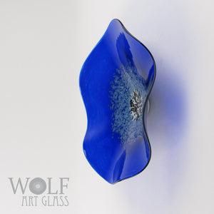 Sapphire Blue Glass Wall Art Flower