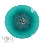 Teal Blue Green Glass Wall Art Flower