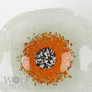 White Smoke Grey with Orange Glass Wall Art Flower