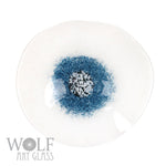 White with Denim Blue Glass Wall Art Flower