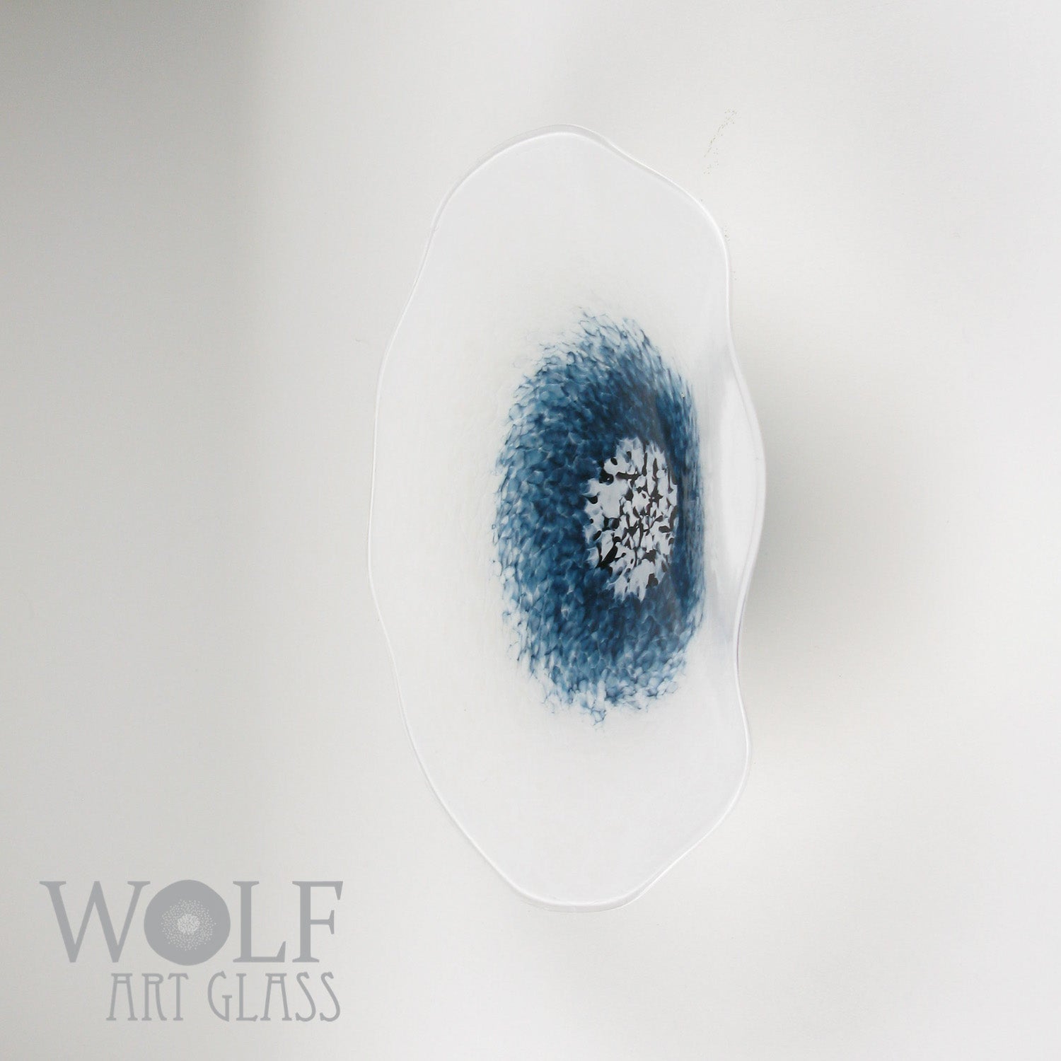 White with Denim Blue Glass Wall Art Flower