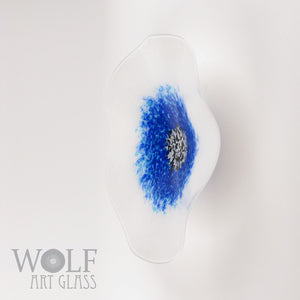 White with Sapphire Blue Glass Wall Art Flower